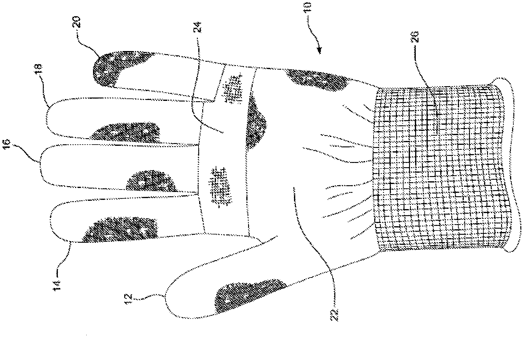 Knitted gloves having a single layer with a plurality of yarns