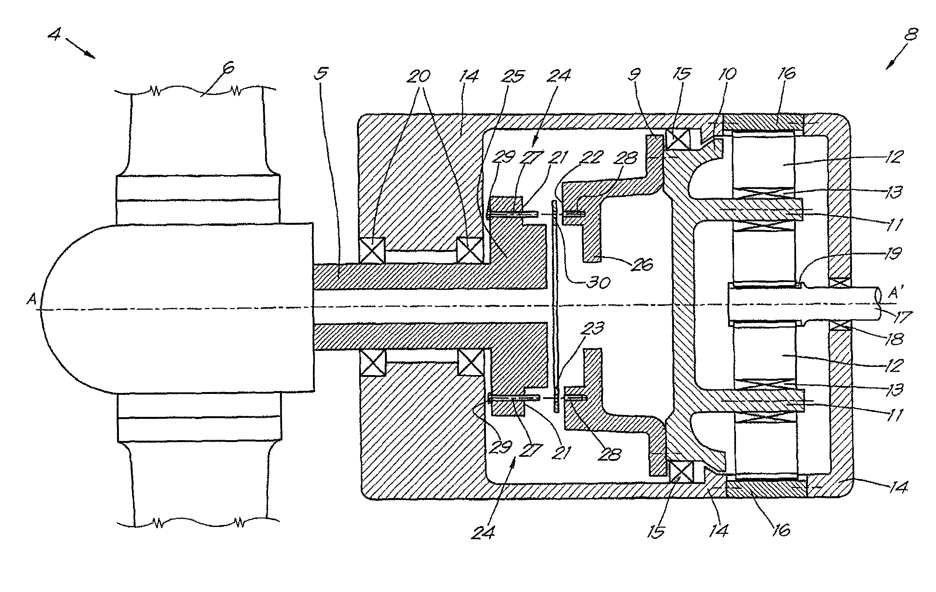 Method for connecting a low speed main shaft of a wind turbine to an input shaft of a transmission gearbox of the wind turbine and a connection obtained by said method