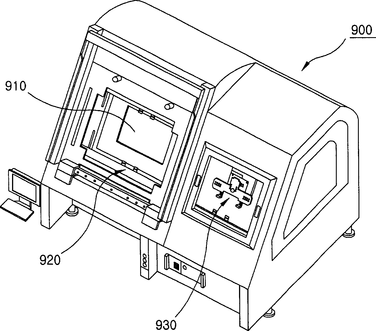 Plane display screen examination device