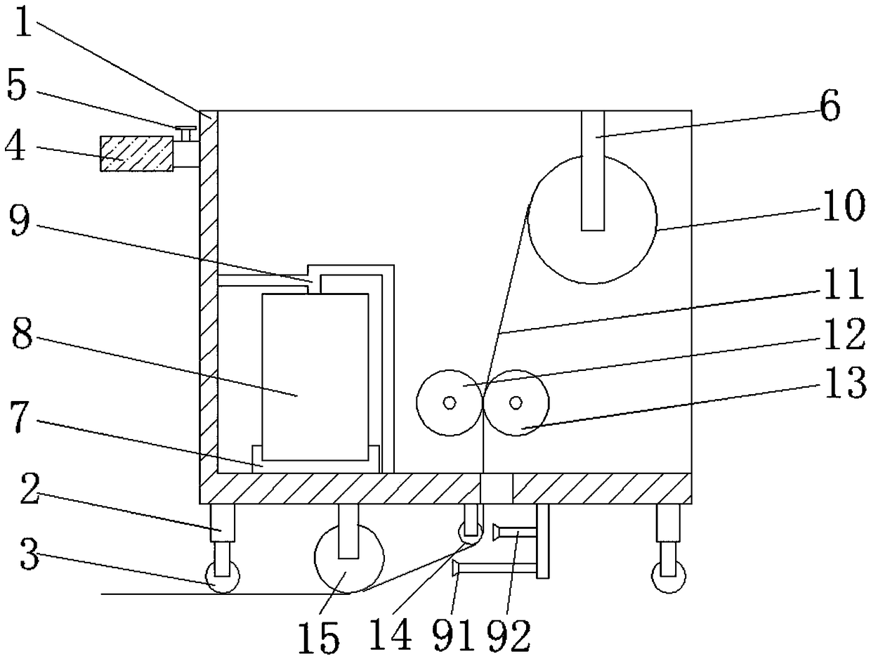 Laying device for waterproof coiled material