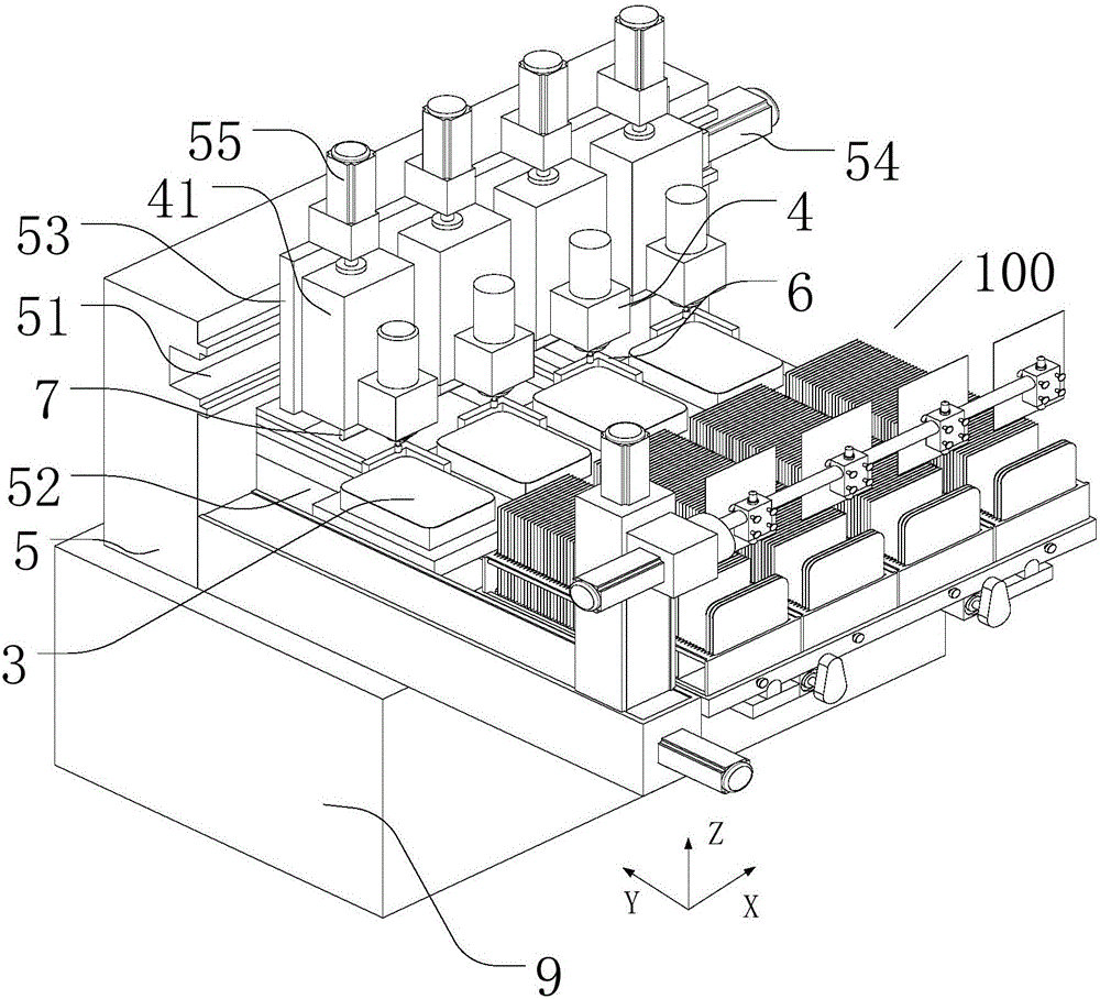 Plate loading and unloading device, mobile phone glass processing center and processing method