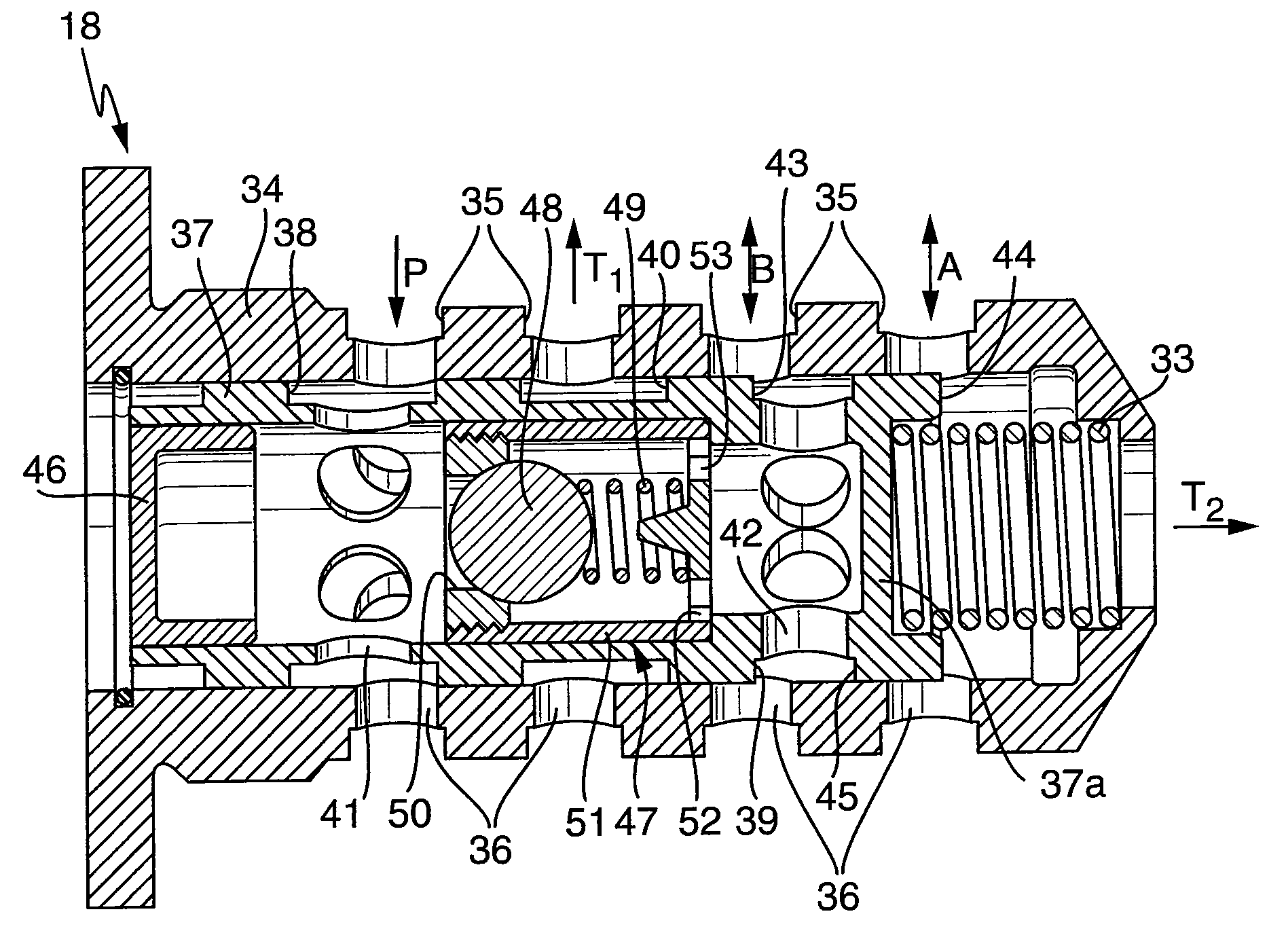 Control valve for a device for changing the control times of an internal combustion engine