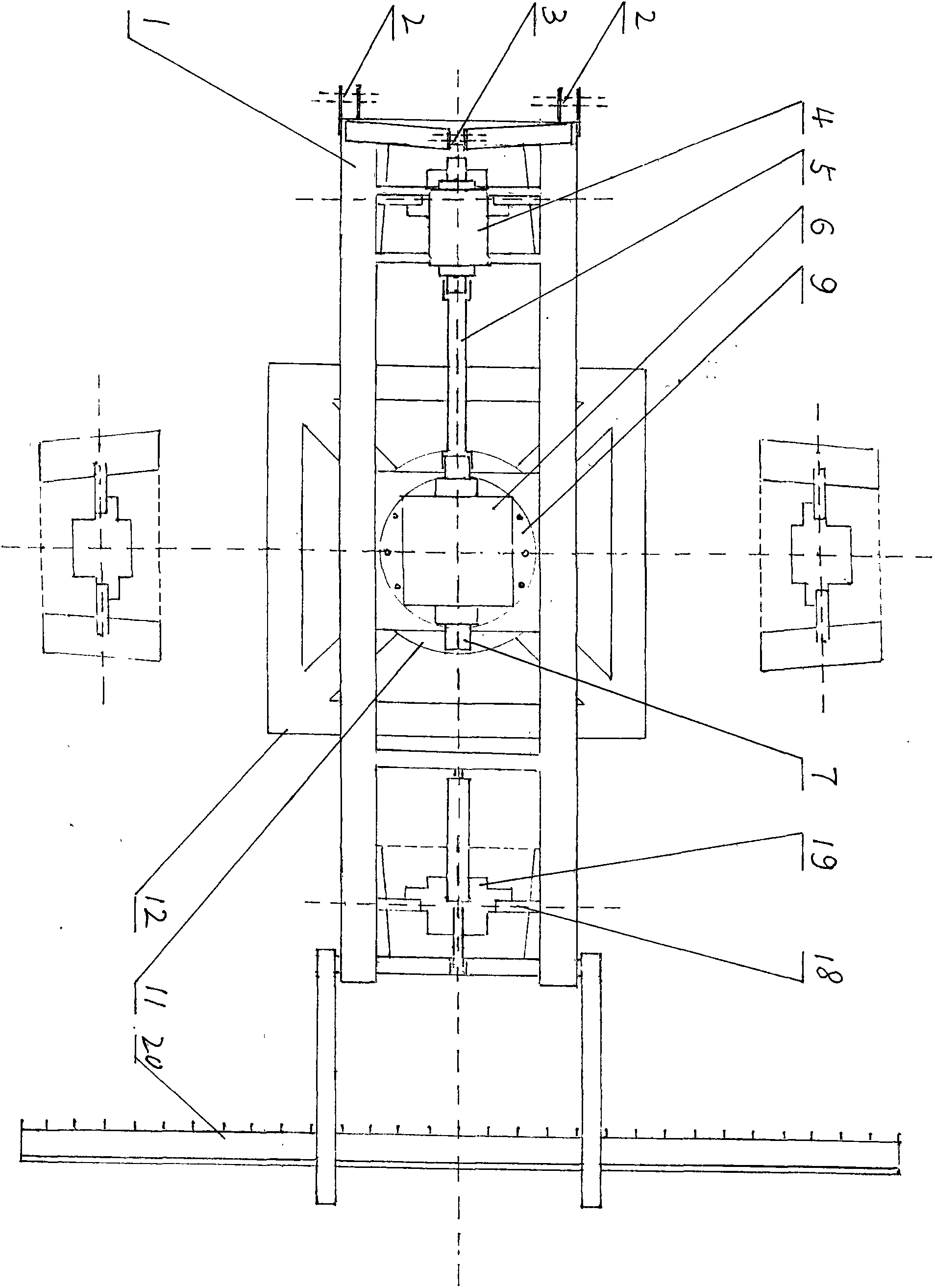 Crossing type multi-shaft raker