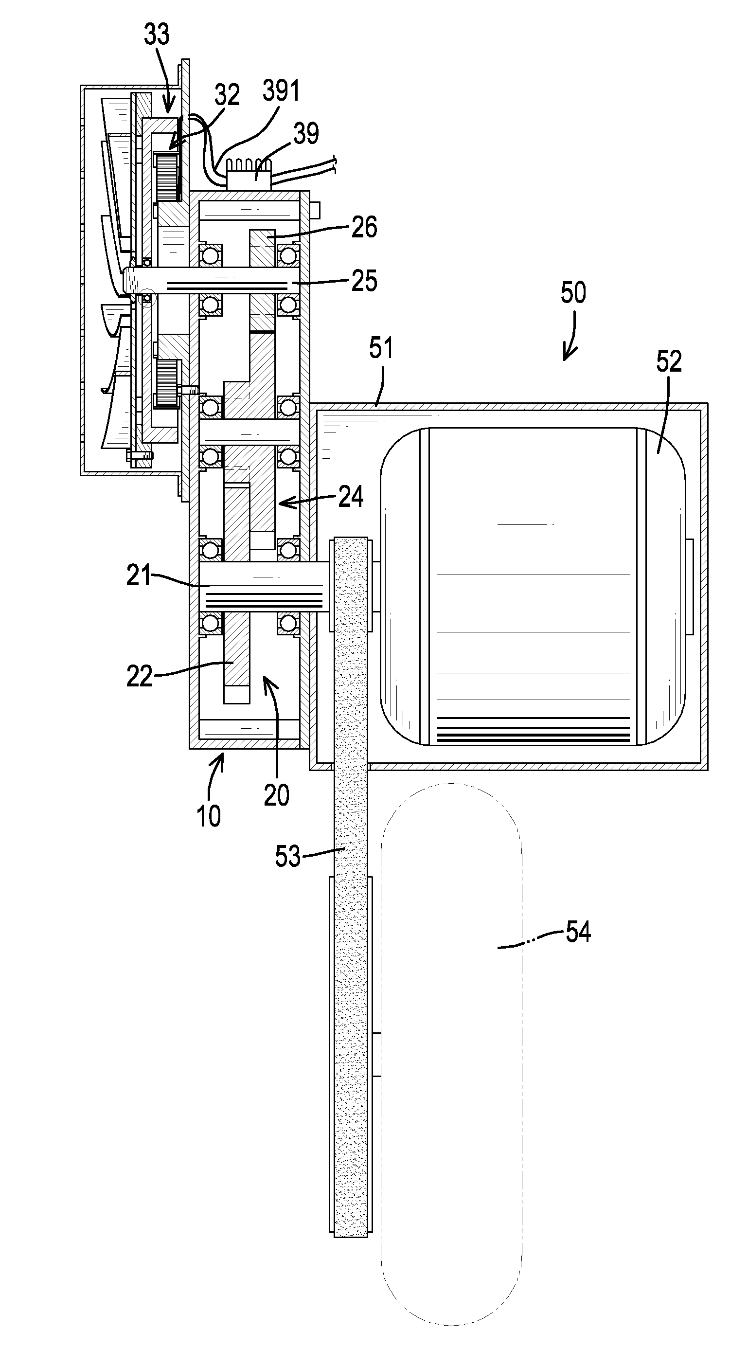 Gearing generator for an electric vehicle