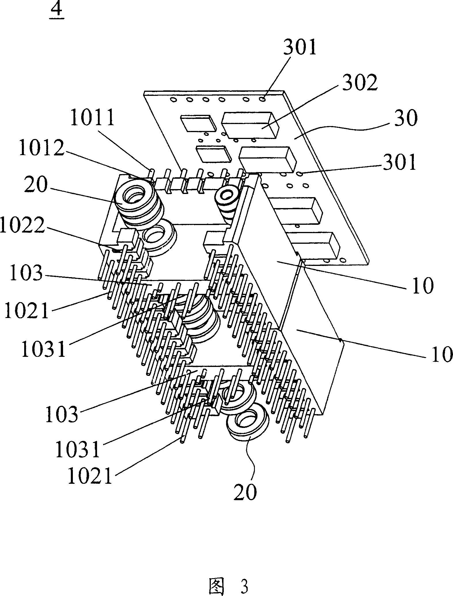 Filter and its coil arrangement frame