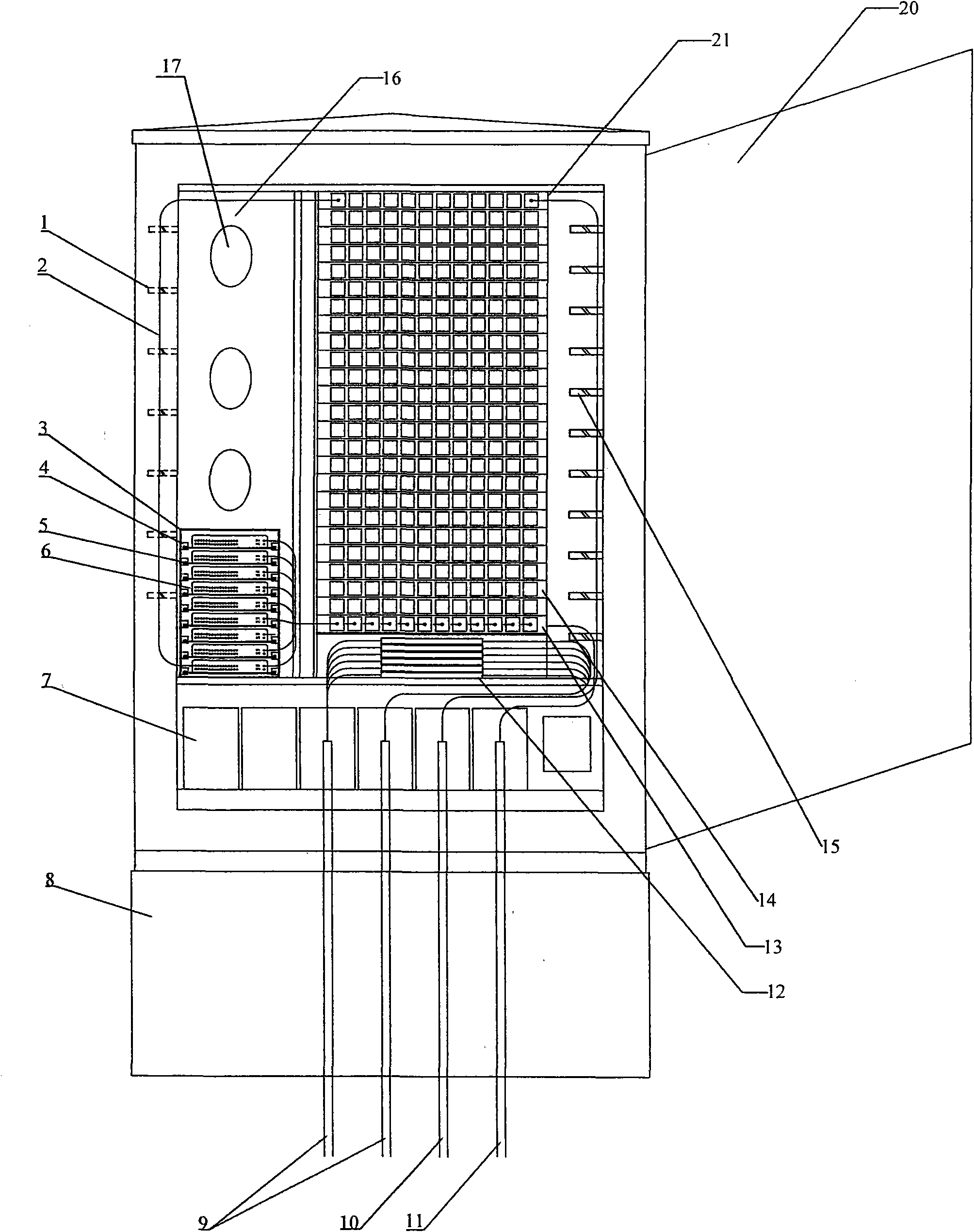 Optical cable cross connection cabinet special for FTTB (fiber to the building) and FTTH (fiber to the home)