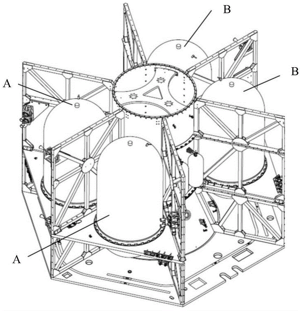 Zero-counterweight barycenter deploying method for parallel tiling tank satellite