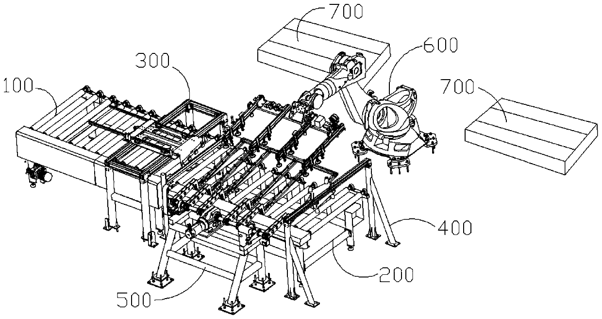 Grabbing and stacking system for photovoltaic glass deep machining