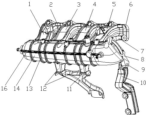 Air inlet manifold for supercharged gasoline engine