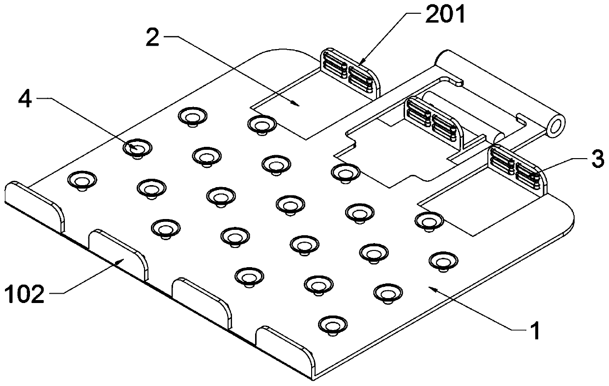 Clamping device for machining PCB and equipped with flexible clamping body structure