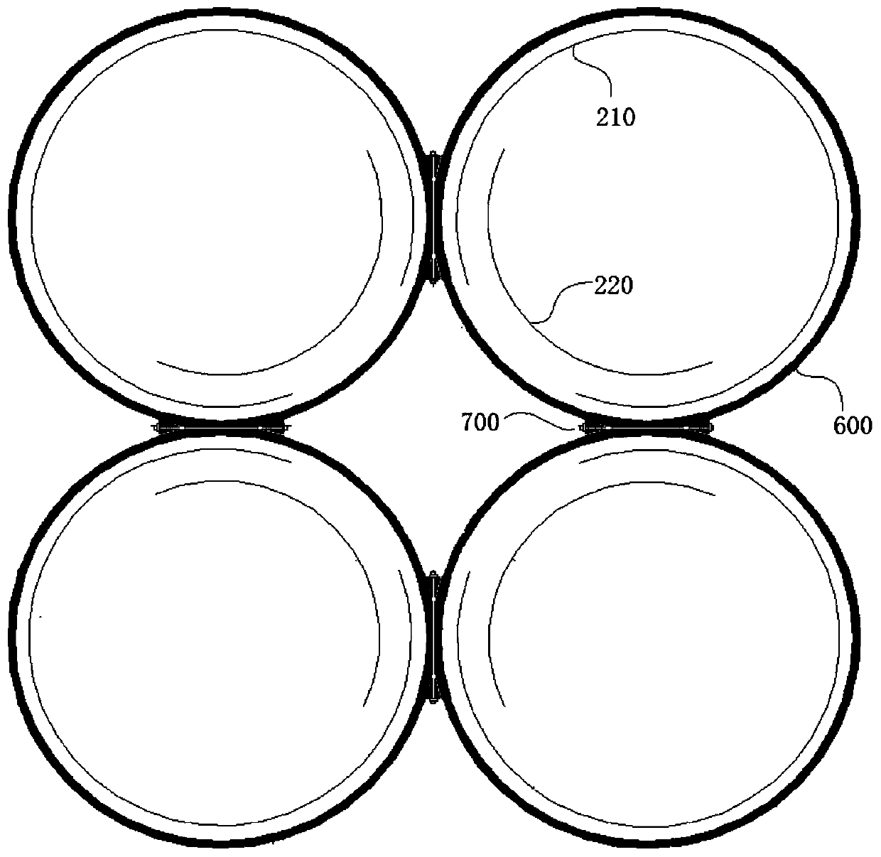 Concrete connected silo reinforcing structure and method