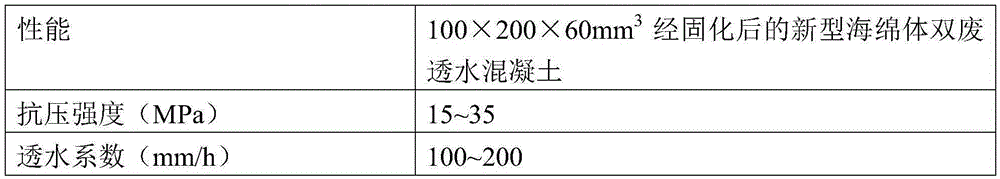 Novel sponge body double-waste pervious concrete pavement