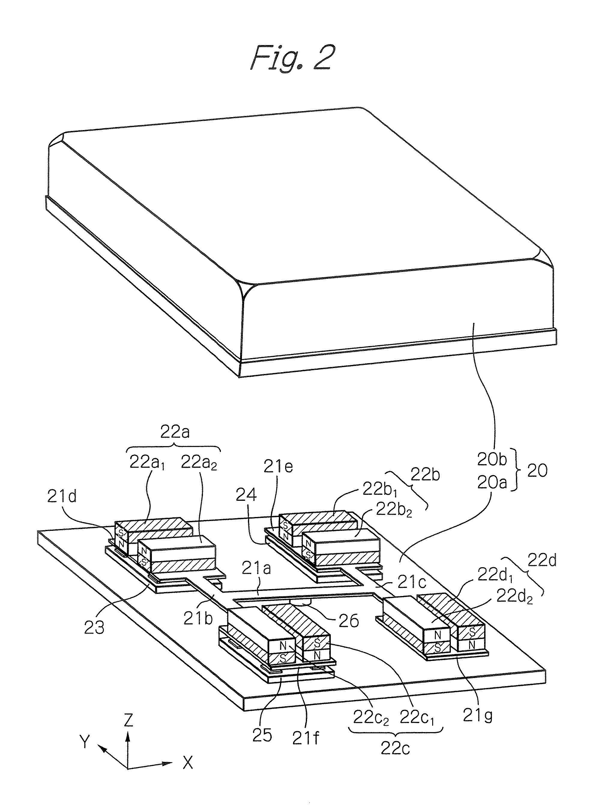 Acceleration sensor and magnetic disk drive apparatus