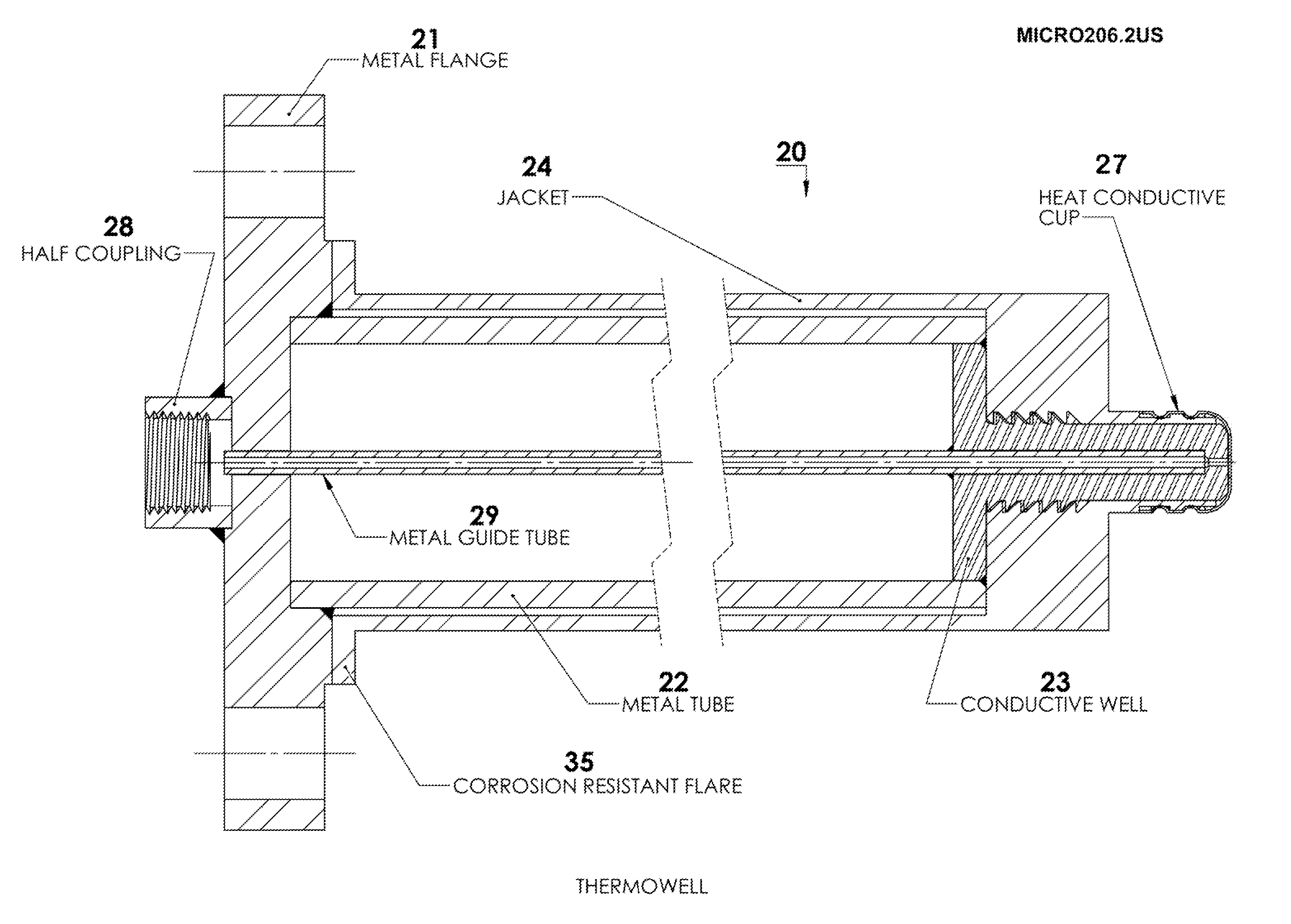 Corrosion resistant thermowells with thin wall tips