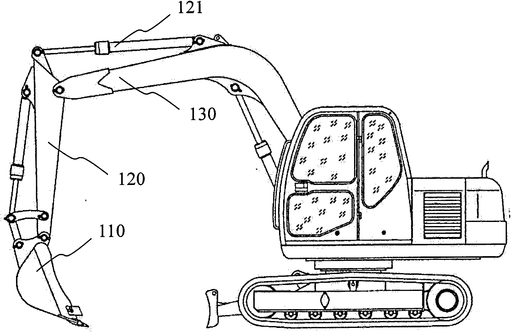 Excavator and hydraulic system for bucket arm of excavator