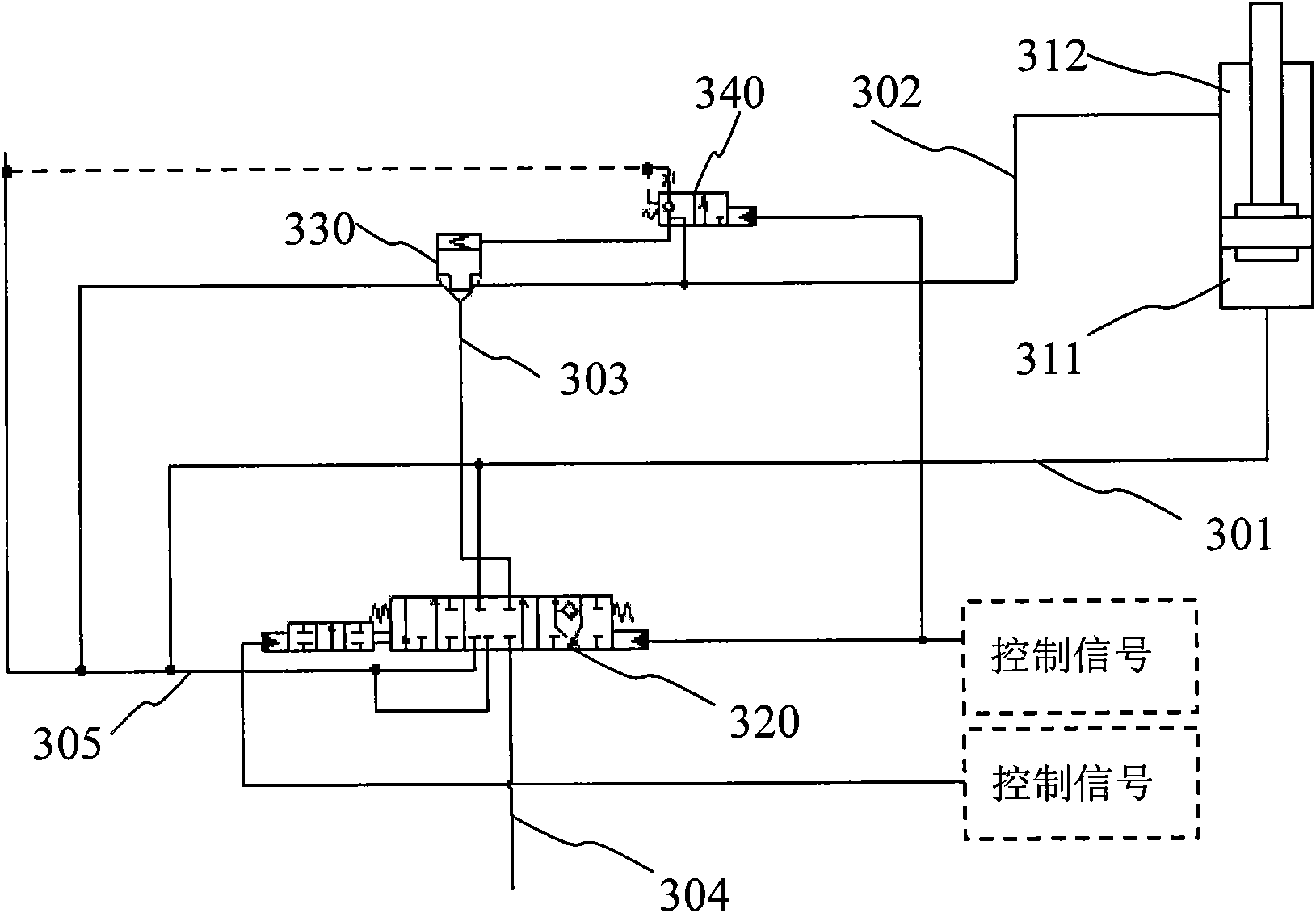 Excavator and hydraulic system for bucket arm of excavator