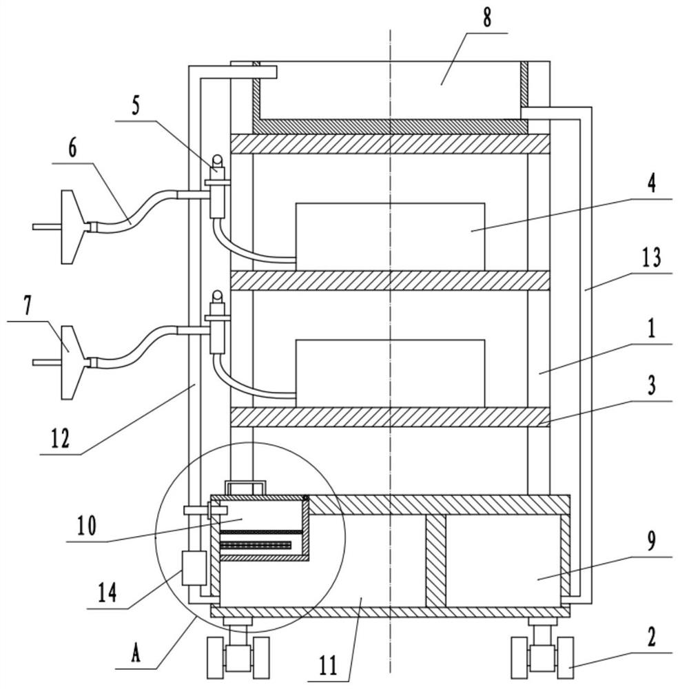 Movable atomization pipeline adjusting and supporting device