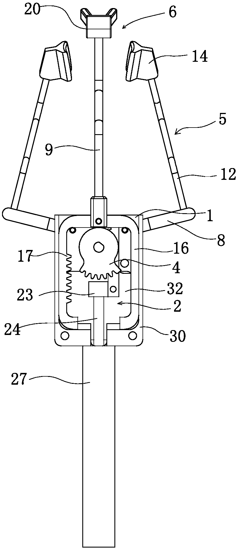 Clamping-pushing two-stage linkage cherry-picking tool