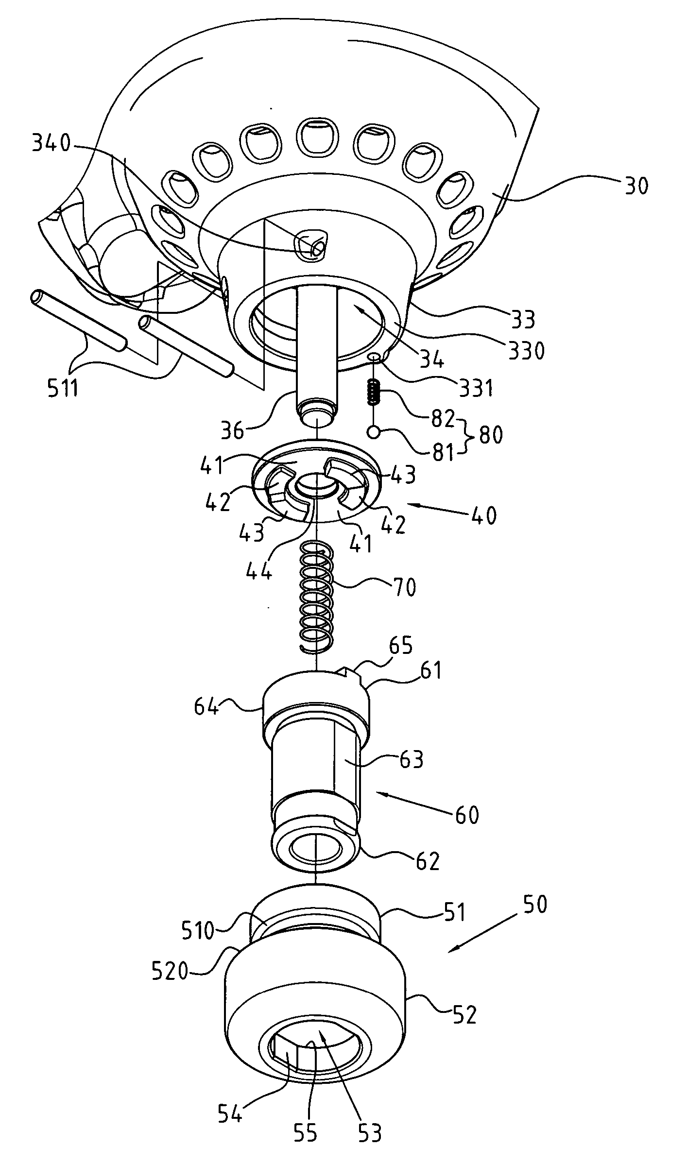 Nailing depth control structure for a palm nailer