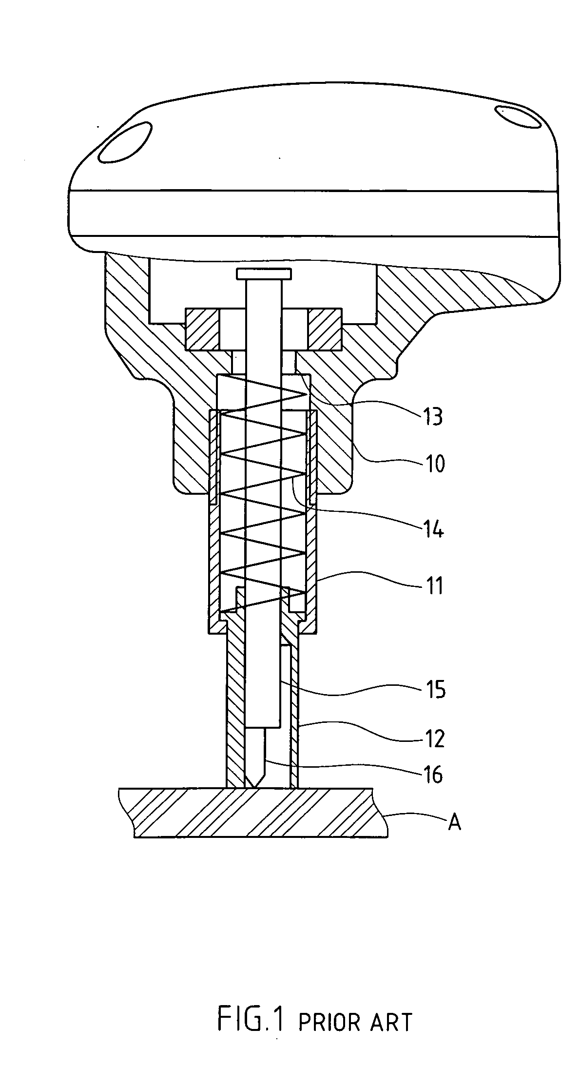 Nailing depth control structure for a palm nailer