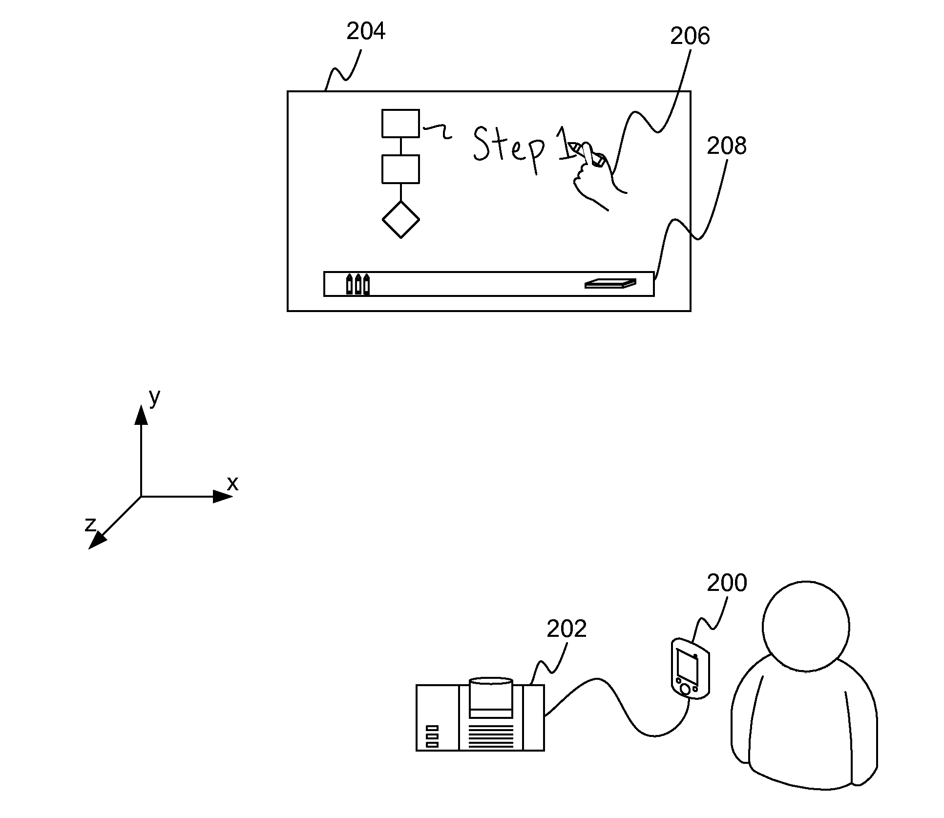 Systems and Methods for Operating a Virtual Whiteboard Using a Mobile Phone Device