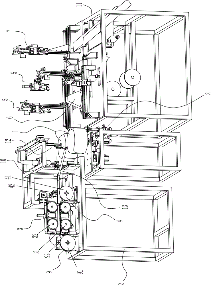 Automatic wire cutting-coiling-binding integrated machine and wire coiling device thereof