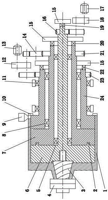 Multi-stage series coaxial wheel type mixing and extrusion device