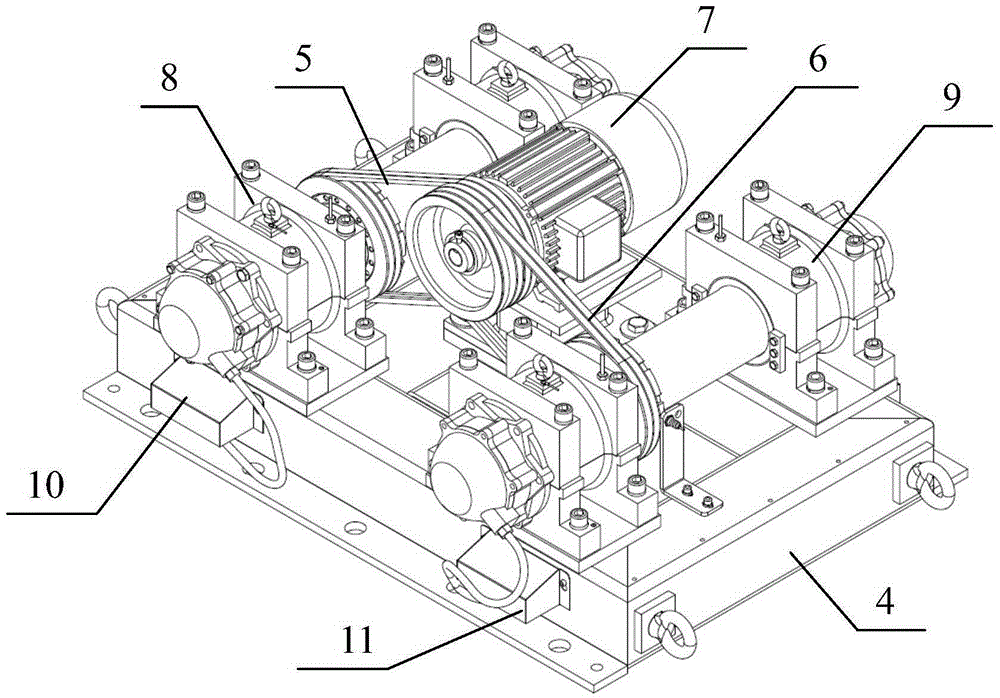 Rail vehicle shaft end grounding apparatus wear test bench