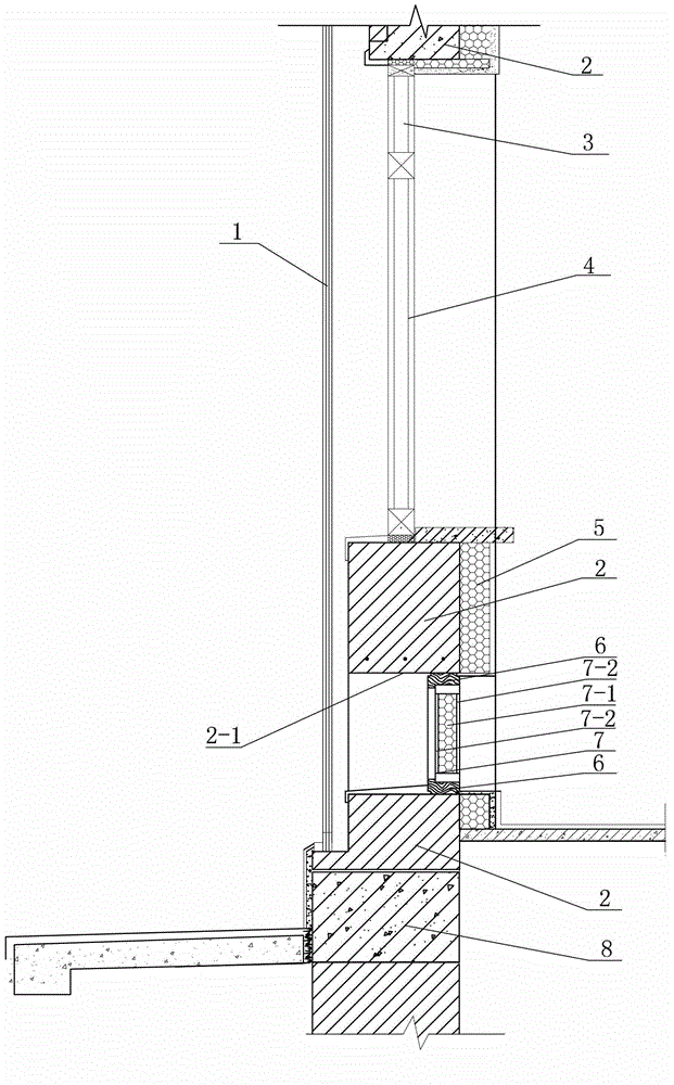 Passive type solar heat-collection and energy-saving wall system for low-storied building