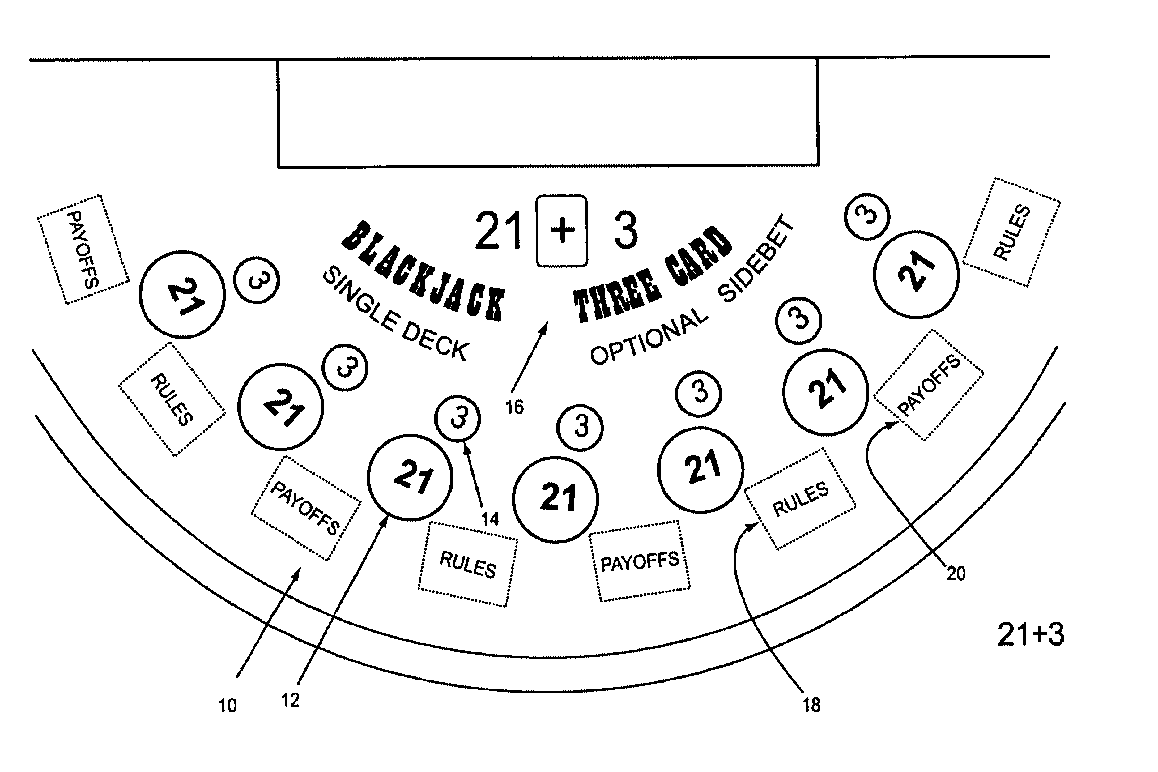 Method and apparatus for playing blackjack with a 3- or 5-card numerical side wager ("21+3/5 numerical")