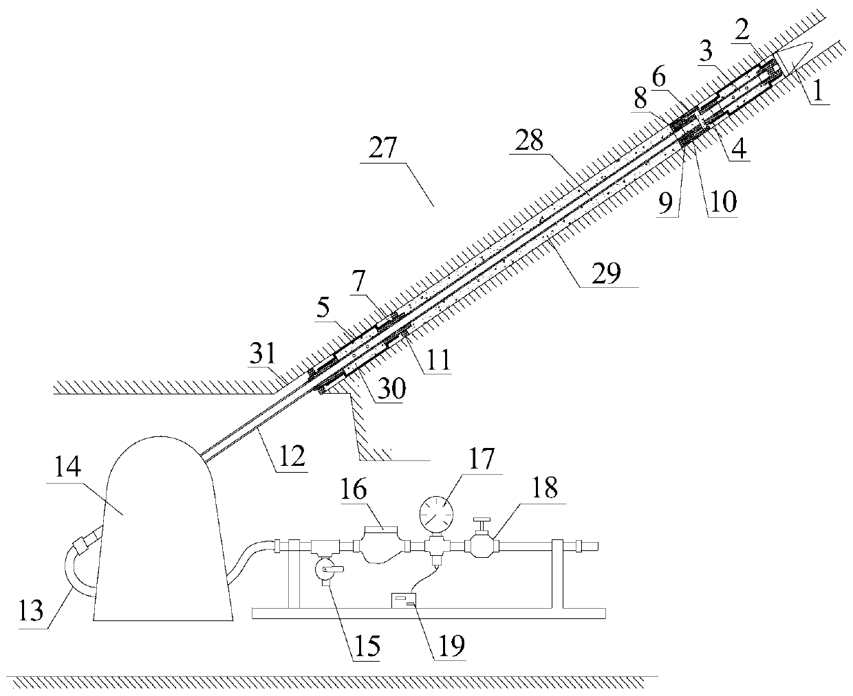 Rock mass permeability in-situ test device