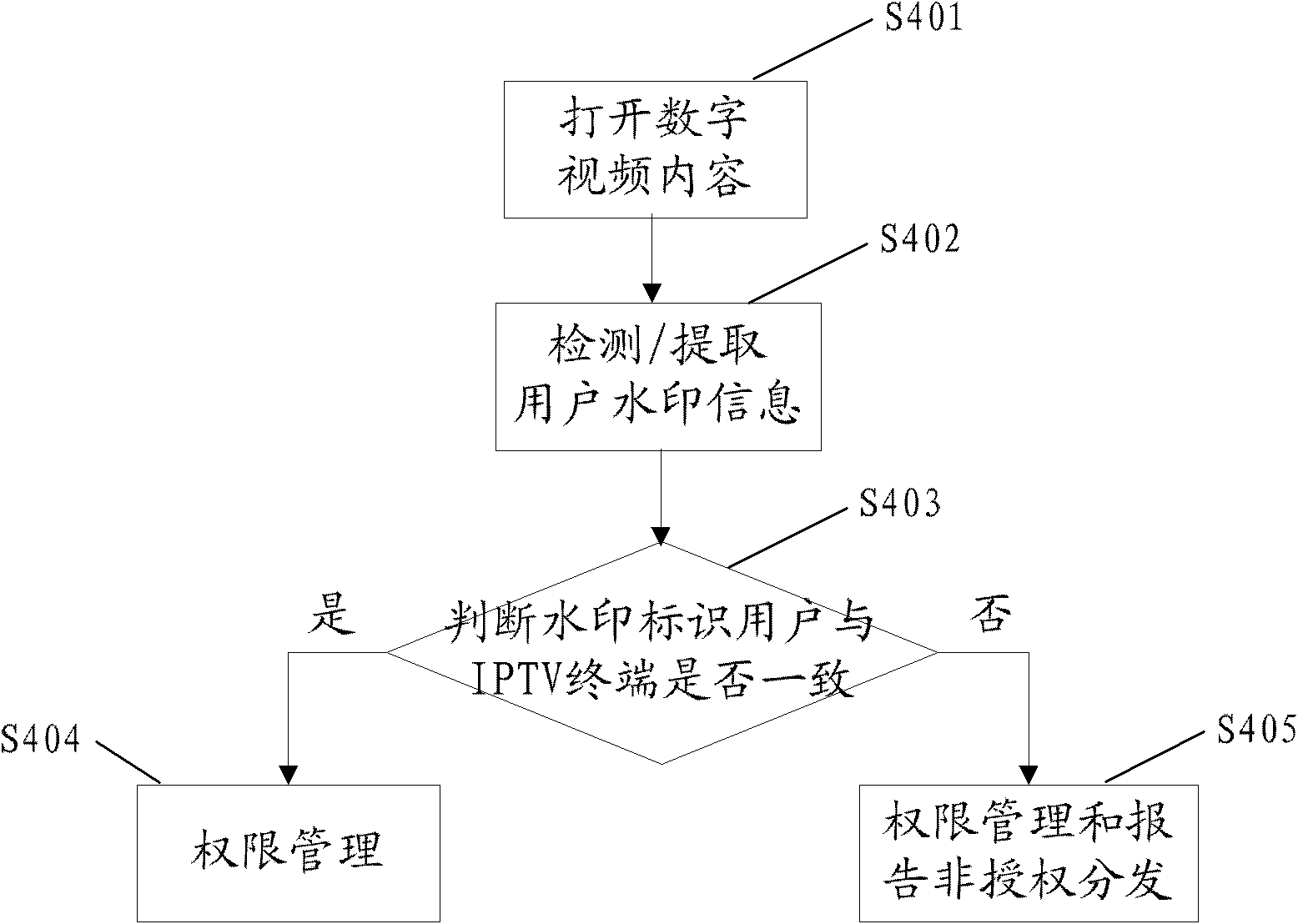 Digital-watermark-based digital copyright management method and device for IPTV terminals