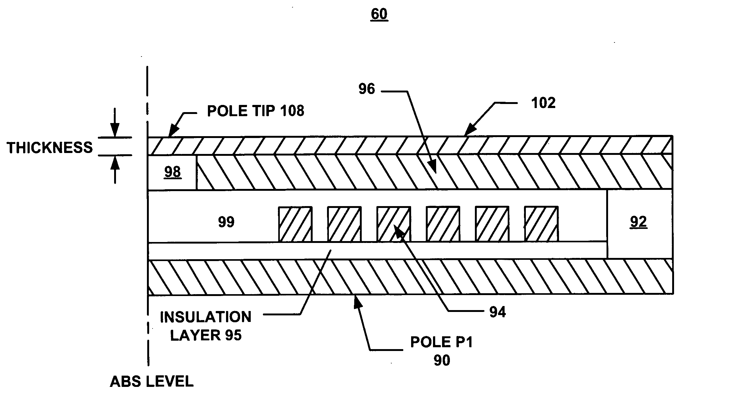 Write head having a recessed, magnetic adjunct pole formed atop a main pole, and method of making the same