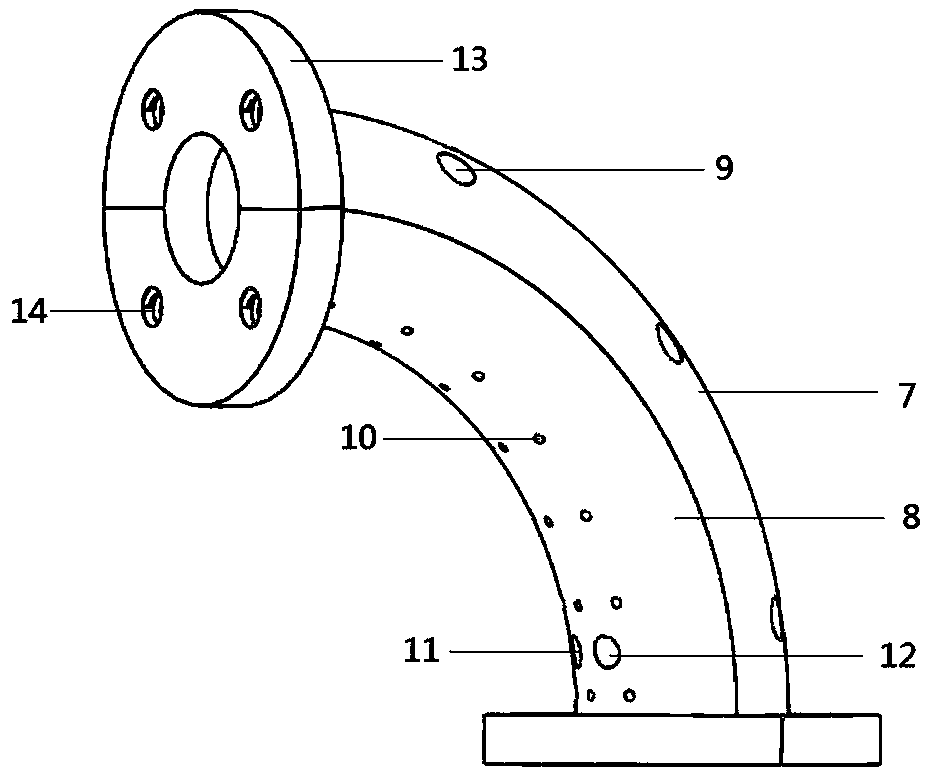 Bent pipe flushing corrosion appearance in-situ online collection and electrochemical detection system