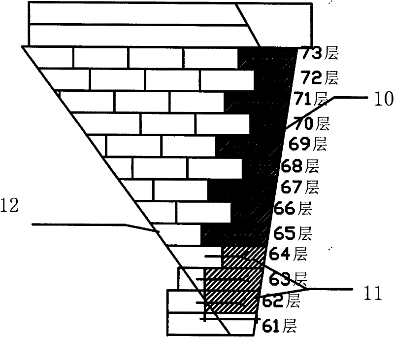 Coke dry quenching slope air course supporting brick overhaul construction process