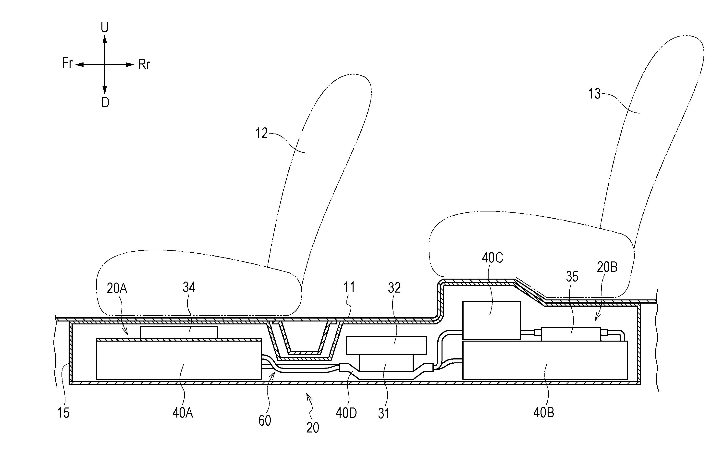 Vehicle battery unit and harness holder