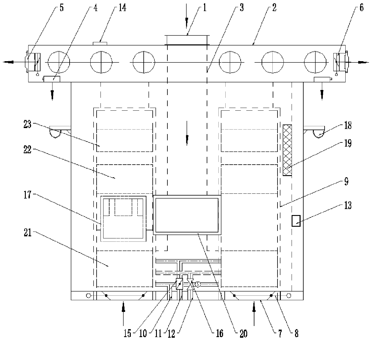 Integrated equipment unit suitable for large space area air conditioner of traffic building