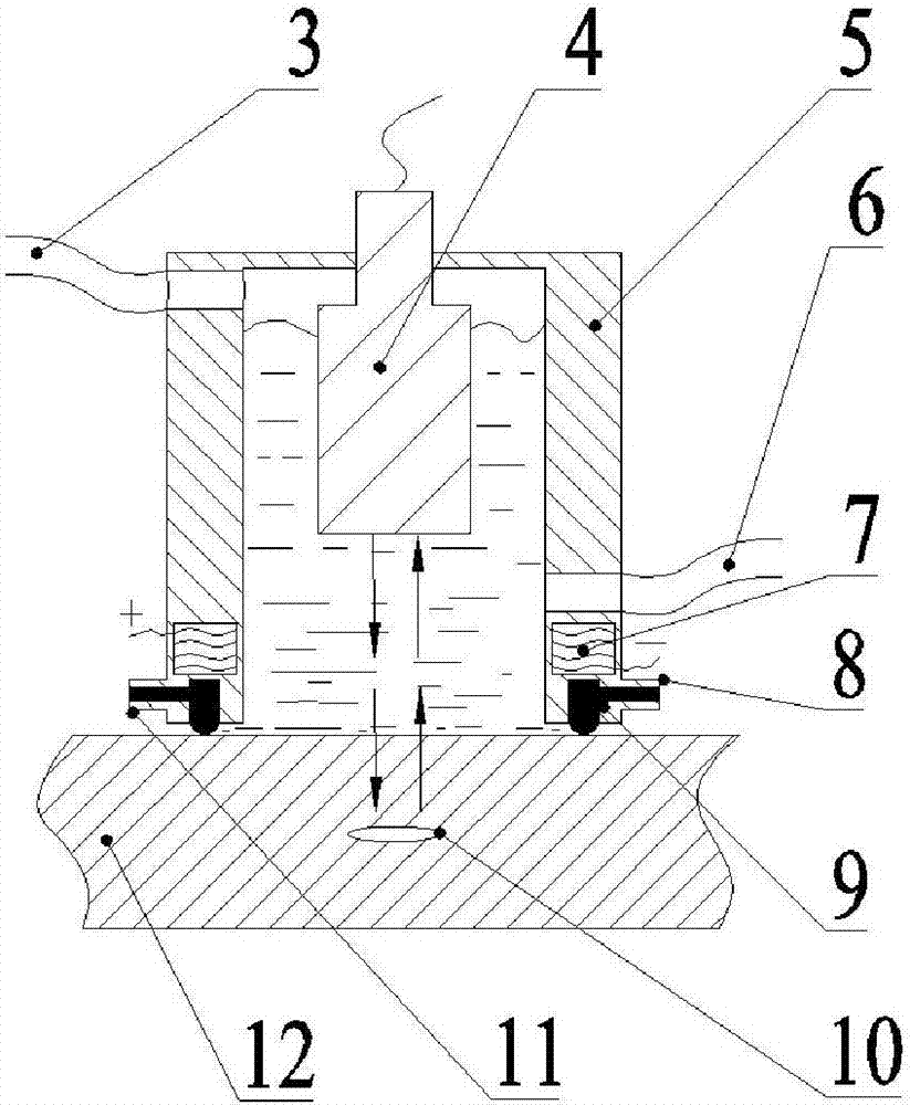 Magnetic fluid sealing local water soaking type ultrasonic detection instrument and detection method thereof