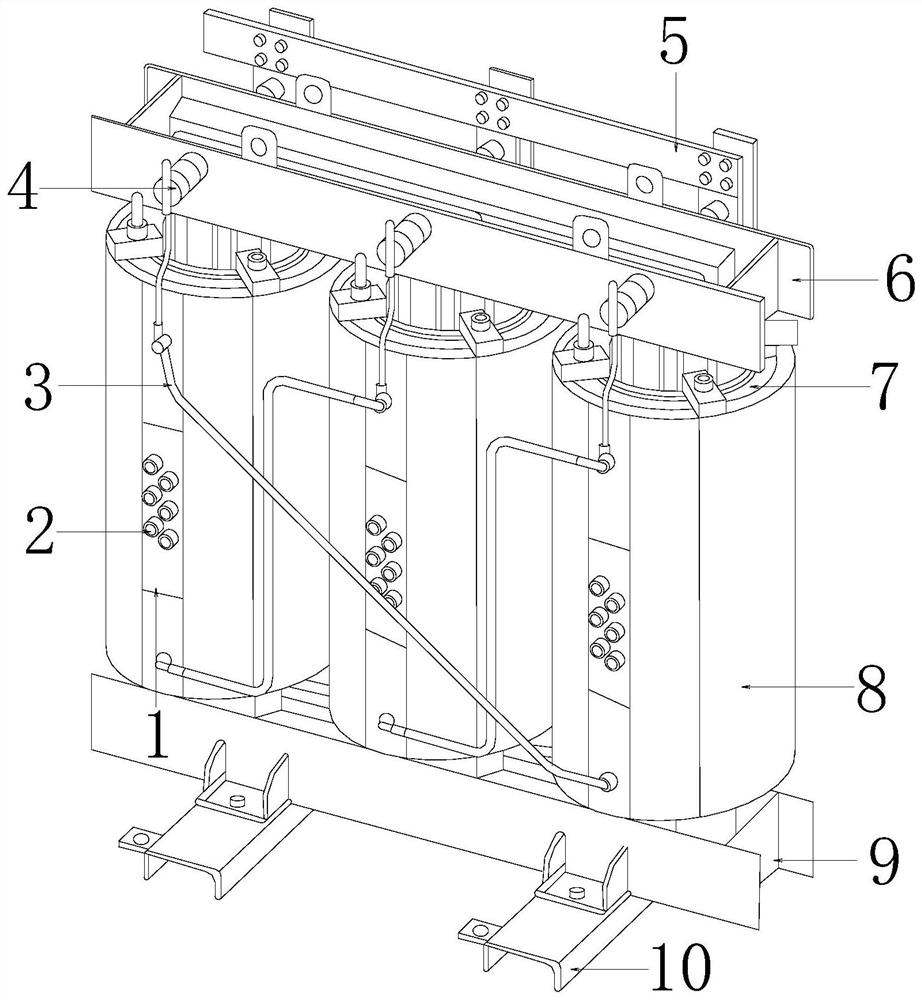 A dry-type transformer with protective dehumidification function