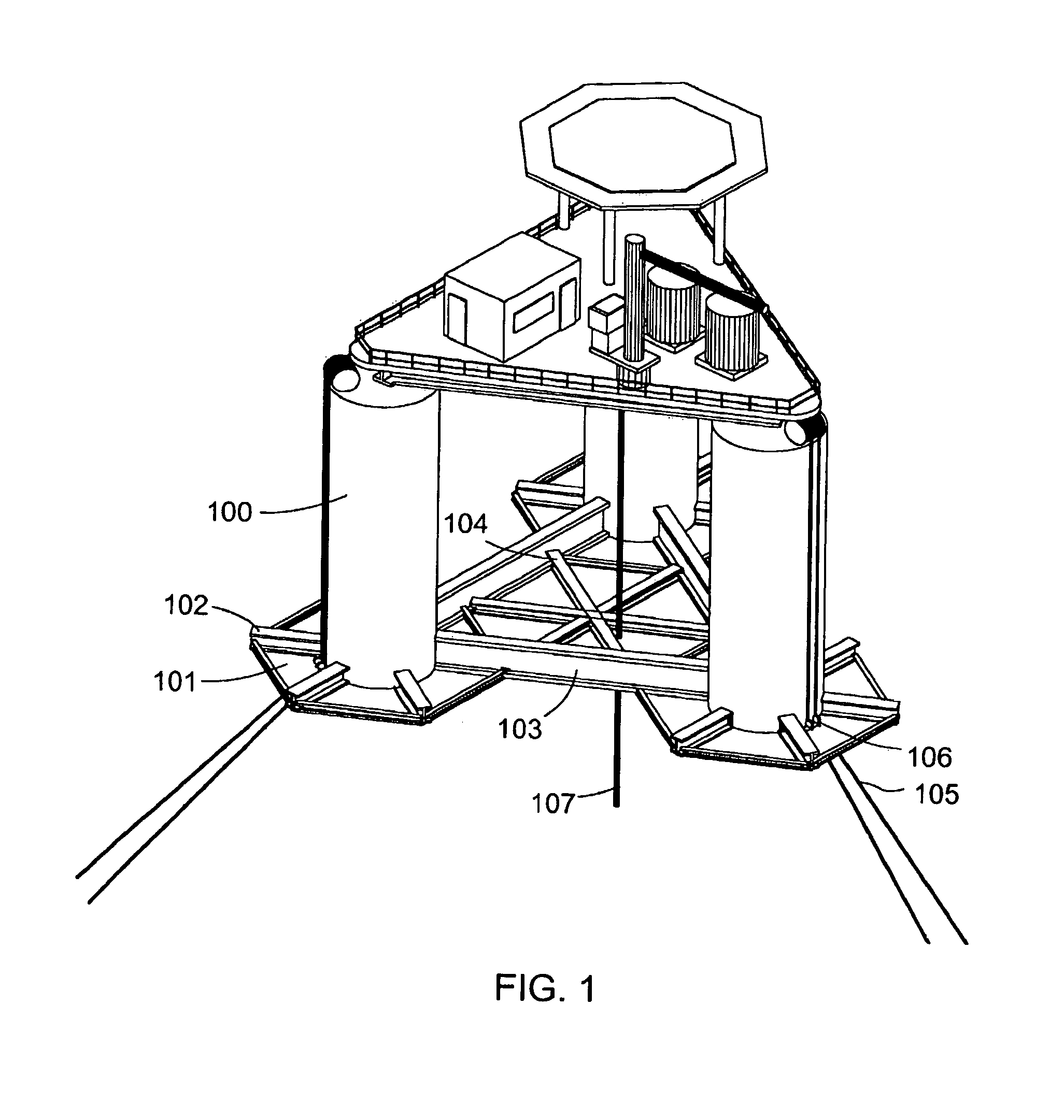 Column-stabilized platform with water-entrapment plate