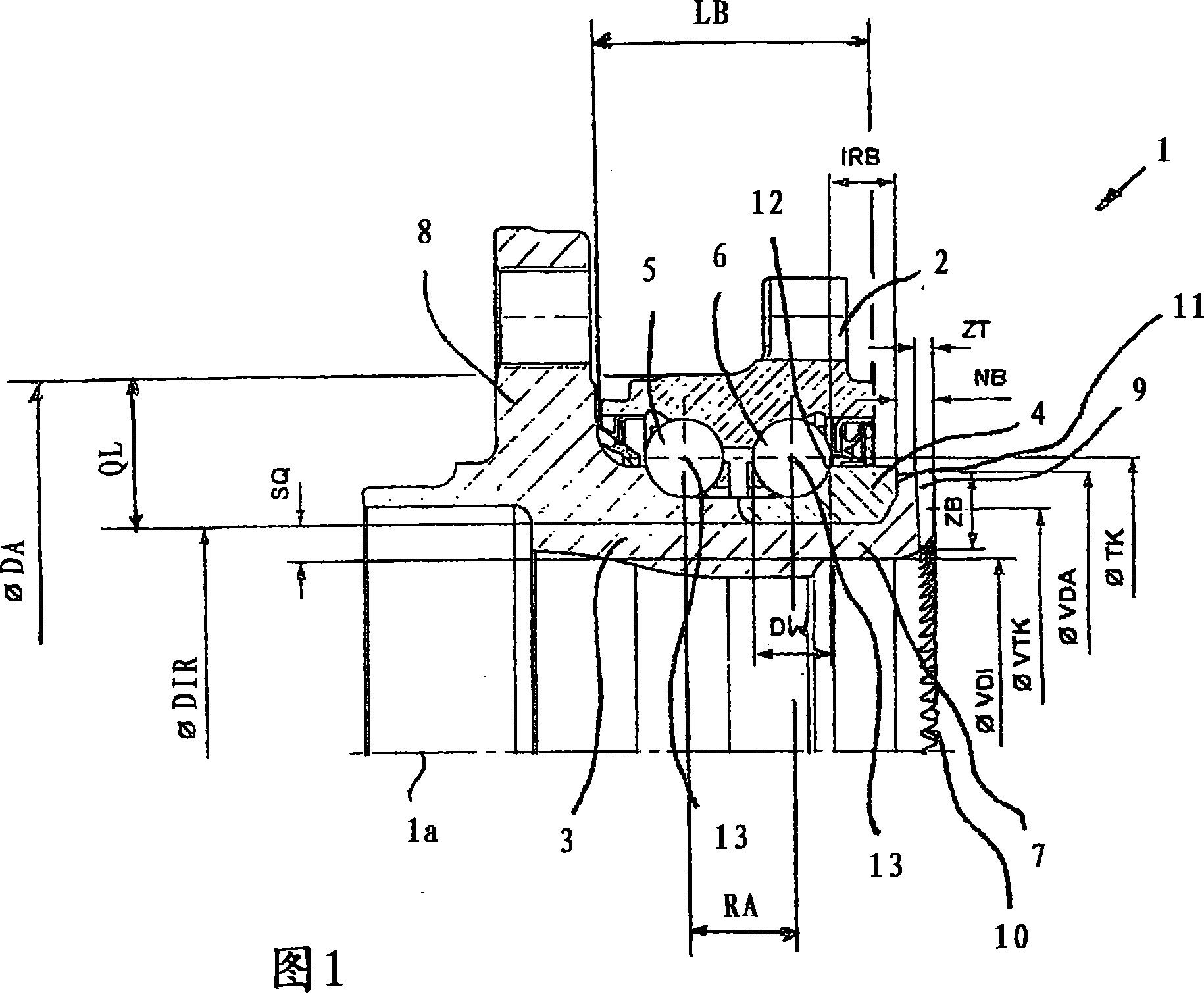 Wheel bearing arrangement having spur toothing