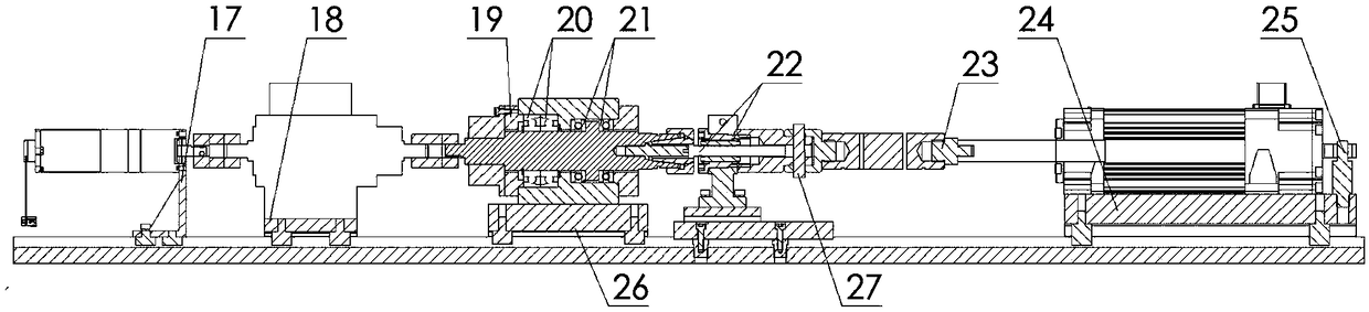 Precision and efficiency detection device for small planetary roller screw pair