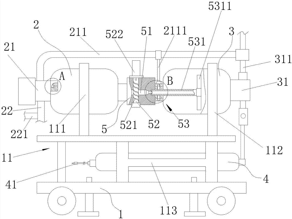 Tapered horizontal ultrahigh pressure premixing abrasive jet generation device based on fluidization self-adaption mechanism