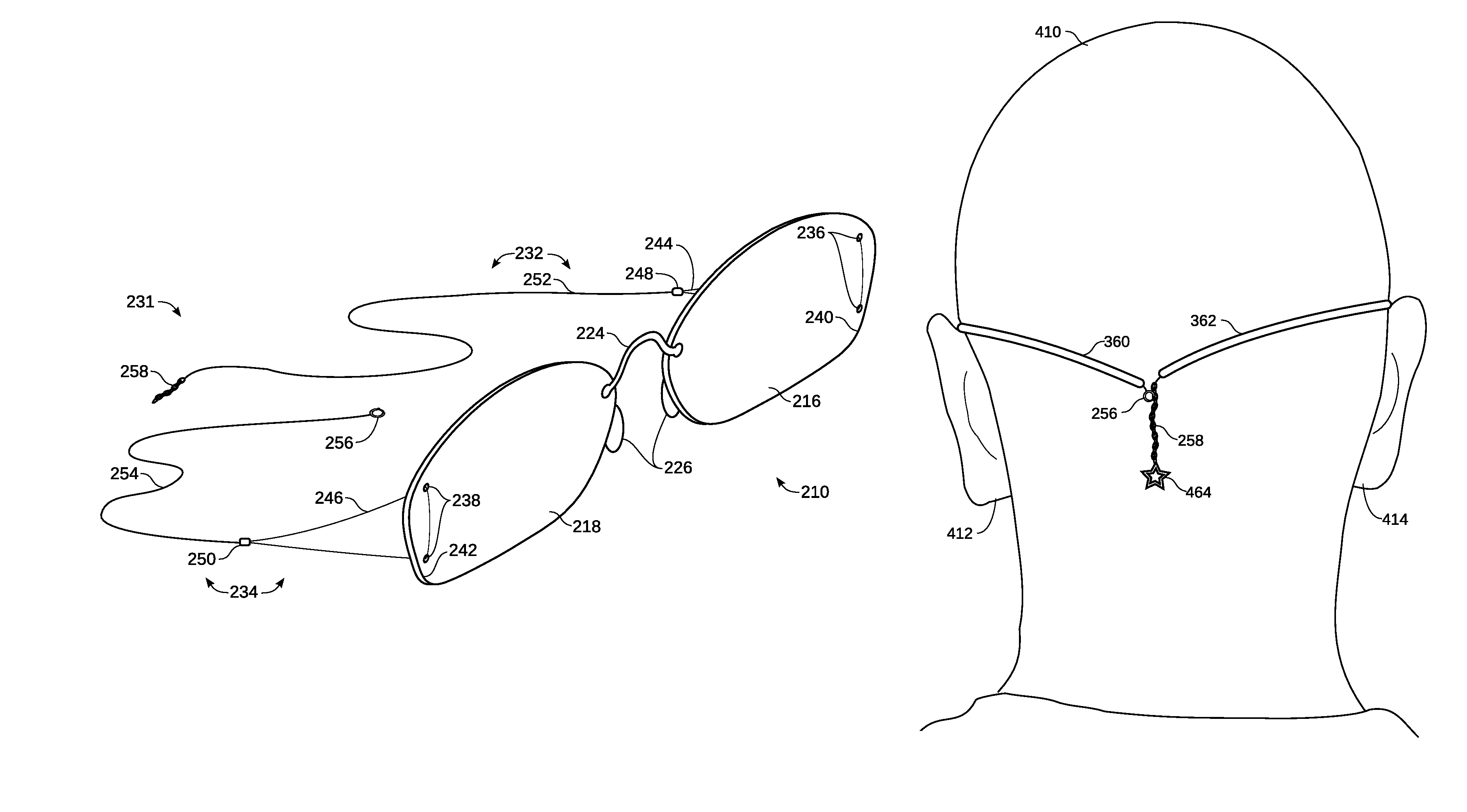 Temple-bar-less eyeglasses