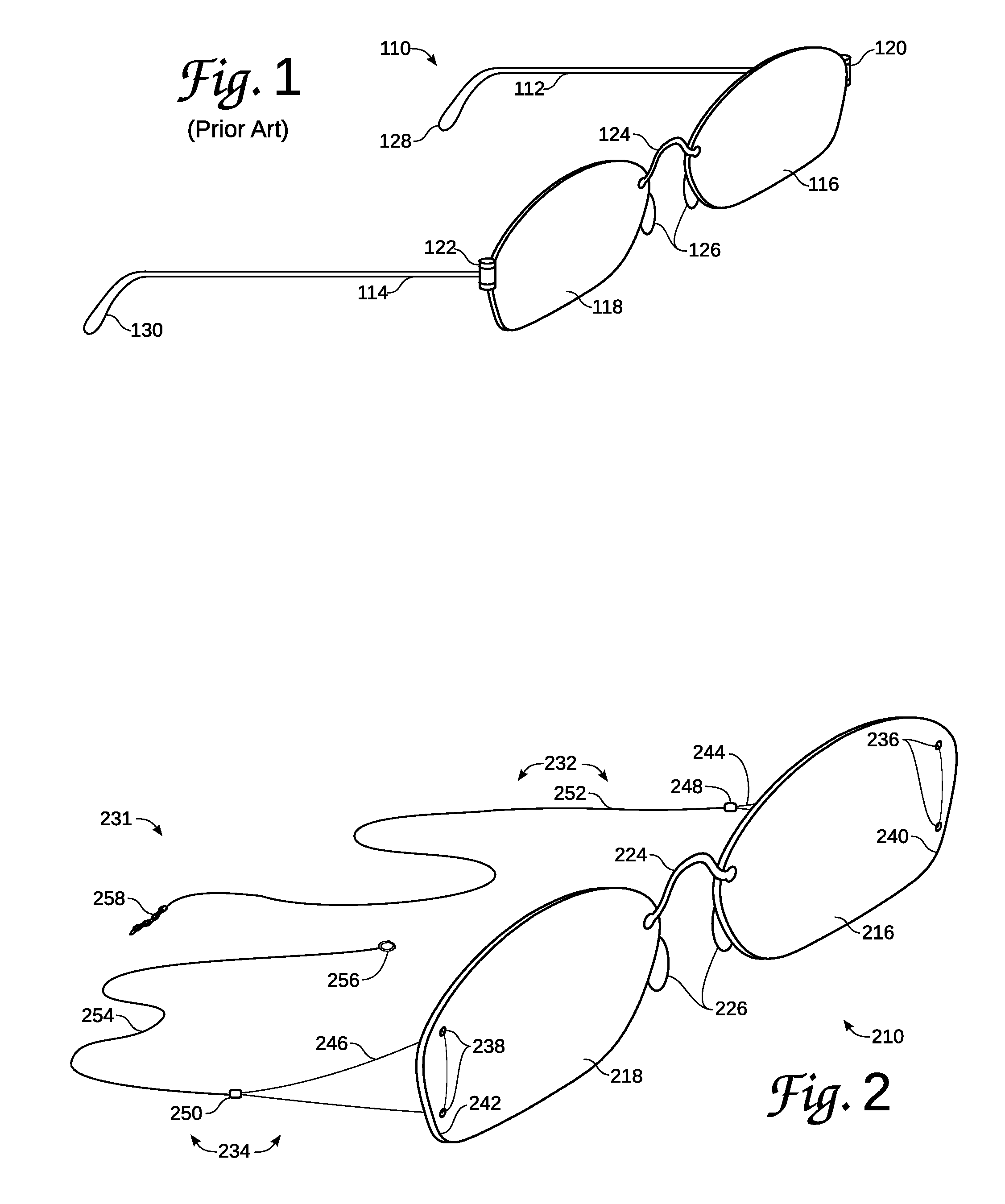 Temple-bar-less eyeglasses