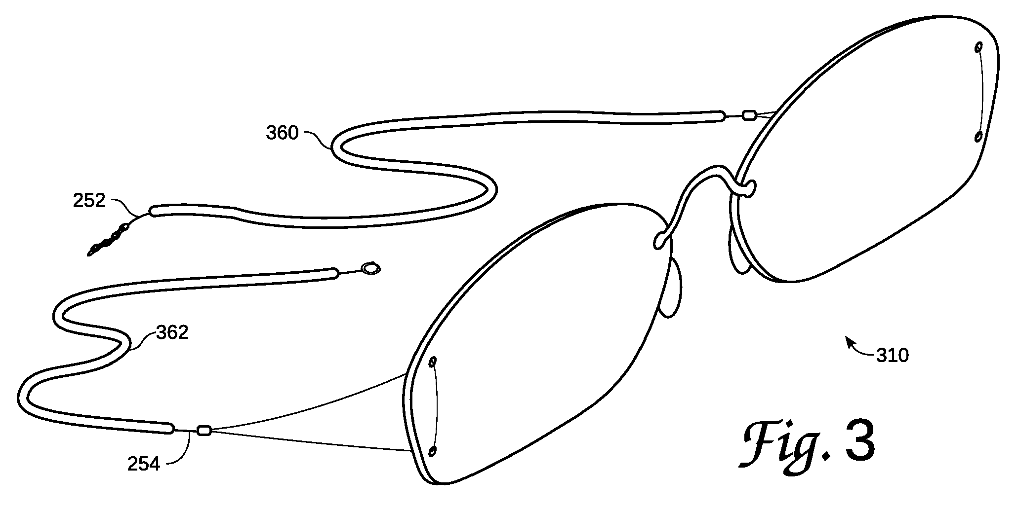 Temple-bar-less eyeglasses