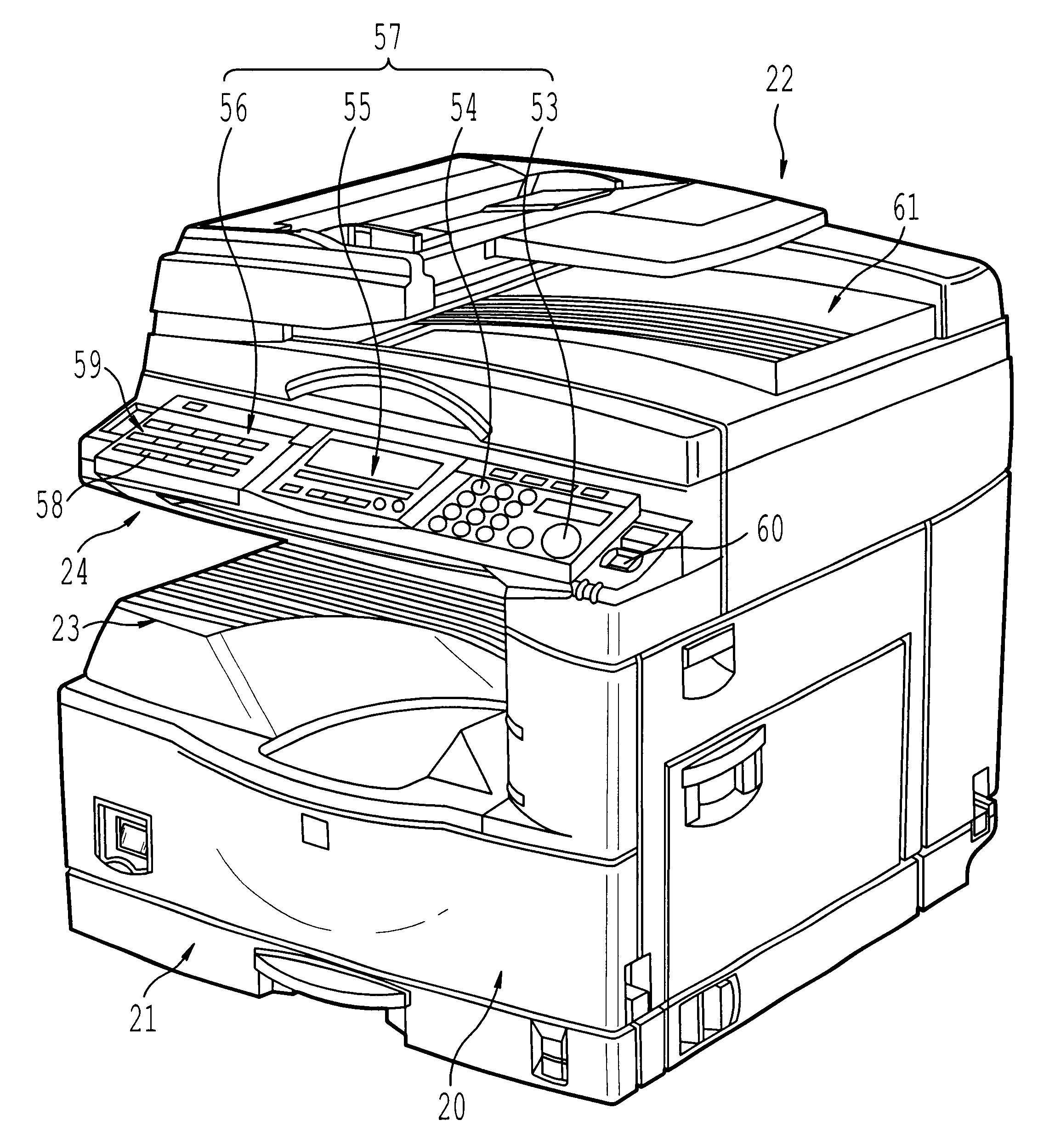 Multifunctional image forming apparatus having a covered main power switch