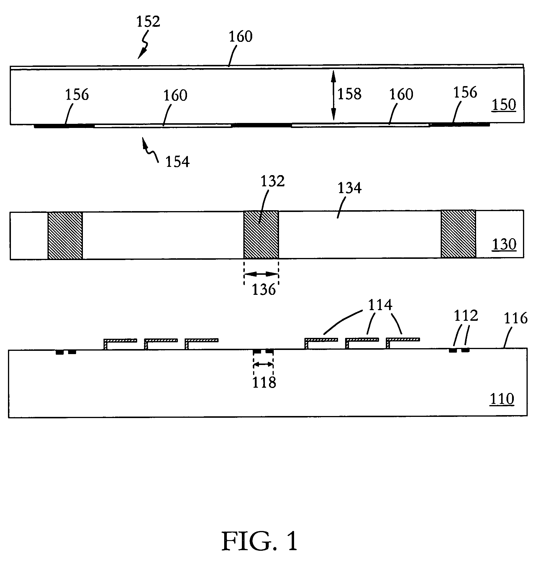 Bond method and structure using selective application of spin on glass