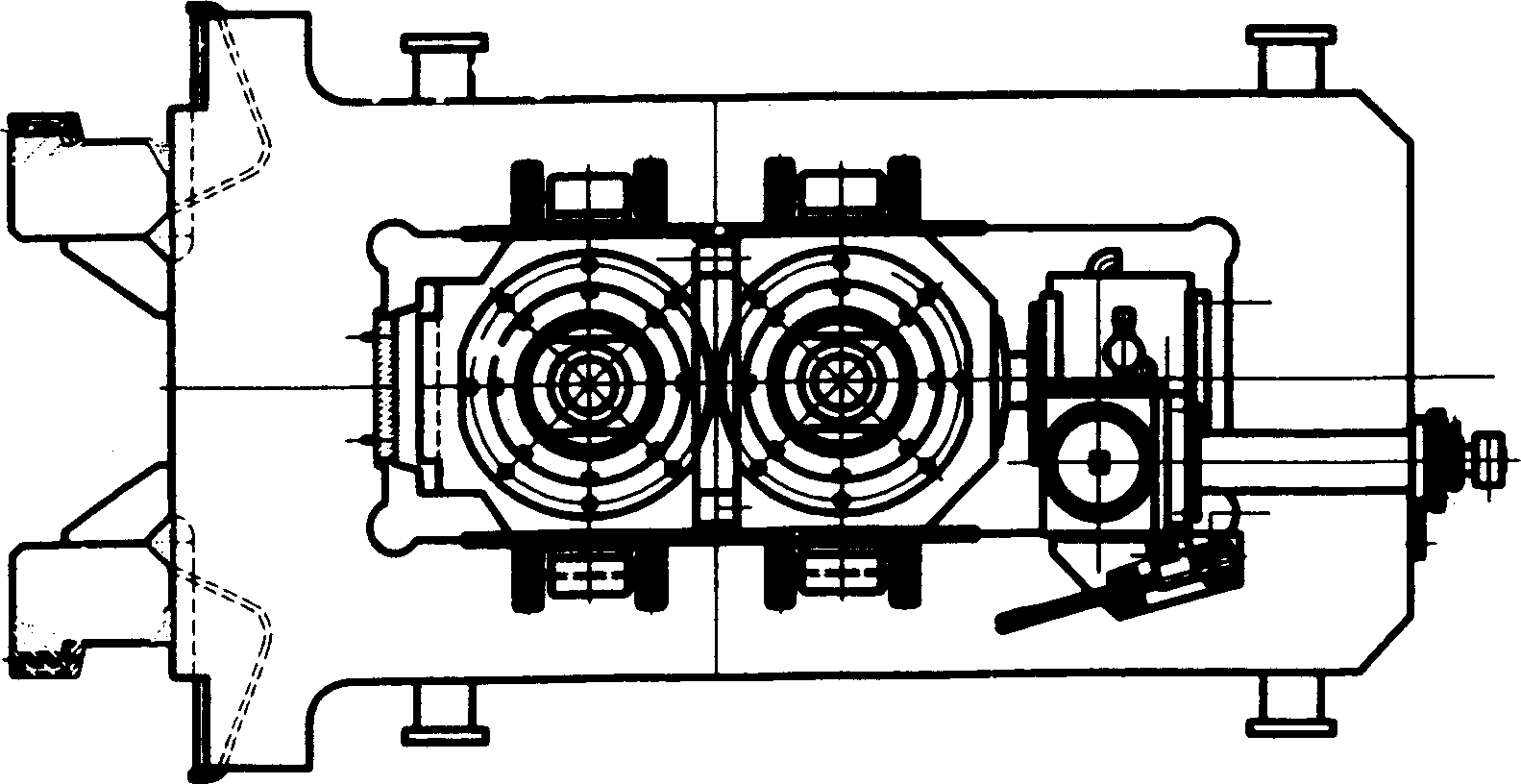 Vertical short stress path rolling mill without frame