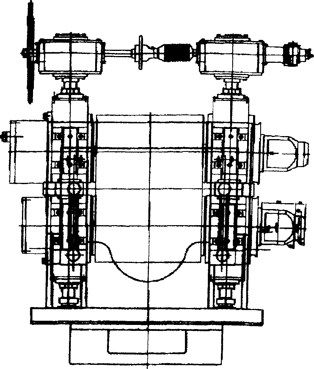 Vertical short stress path rolling mill without frame